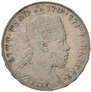 obverse: ETIOPIA. Menelik II. 1 birr 1889. Ag. KM#5. MB