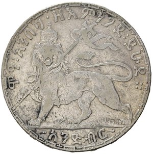 reverse: ETIOPIA. Menelik II. 1 birr 1892. Ag. KM#19. MB