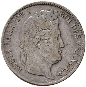 obverse: FRANCIA. Luigi Filippo I. 5 Franchi 1831 MA. Bordo in incuso. KM745.10. Ag. Rara. qBB