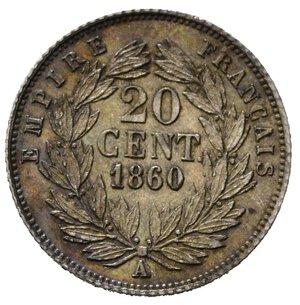 reverse: FRANCIA. Napoleone III. 20 centimes 1860 A. KM778.1. Ag. qFDC