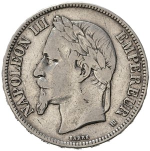obverse: FRANCIA. Napoleone III. 5 Francs 1869 BB (Strasburgo). Ag. qBB
