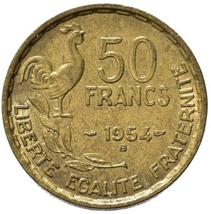 reverse: FRANCIA. 50 francs 1954 B. KM918.2. SPL