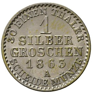 reverse: GERMANIA. PRUSSIA. 1 Groschen 1863 A. KM485. qFDC