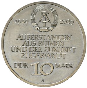 obverse: GERMANIA. DDR. 10 Mark 1989 A. Ni. KM132. FDC