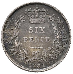 reverse: GRAN BRETAGNA. Guglielmo IV. 6 Pence 1831. Ag. Km 712. BB+