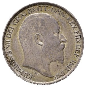 obverse: GRAN BRETAGNA. Edoardo VII. 6 Pence 1902. Ag. KM799. SPL
