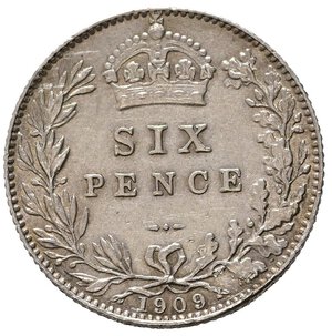 reverse: GRAN BRETAGNA. Edoardo VII. 6 Pence 1909. Ag. KM799. BB+