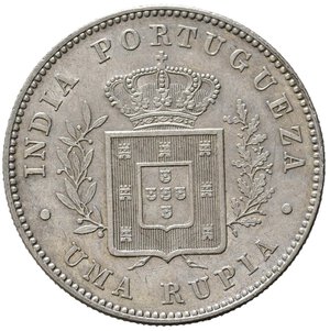 reverse: INDIA PORTOGHESE. 1 Rupia 1882. Ag. KM312. SPL