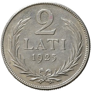 reverse: LETTONIA. 2 Lati 1925. Ag. BB