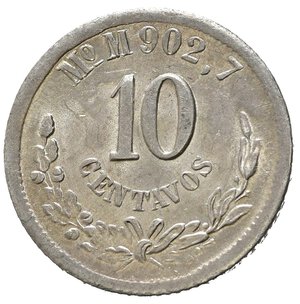 reverse: MESSICO. 10 centavos 1886. qFDC