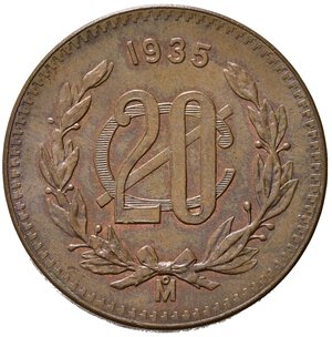 reverse: MESSICO. 20 Centavos 1935. Cu. KM437. FDC