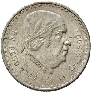 reverse: MESSICO. 1 Peso 1947. KM456. Ag. SPL