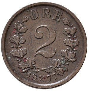 reverse: NORVEGIA. 2 Ore 1877. BB