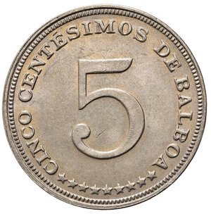 reverse: PANAMA. Repubblica. 5 centesimos di Balboa 1966. qFDC