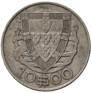 reverse: PORTOGALLO. 10 Escudos 1934. Ag. KM582. BB