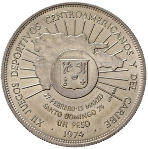 reverse: REPUBBLICA DOMINICANA. 1 peso 1974. KM35. Ag. FDC