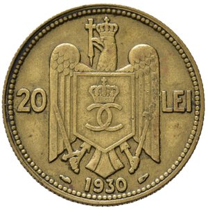 reverse: ROMANIA. Carol II. 20 Lei 1930. BB