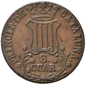 reverse: SPAGNA. Catalogna. 6 Quartos 1838. KM128. Cu. BB