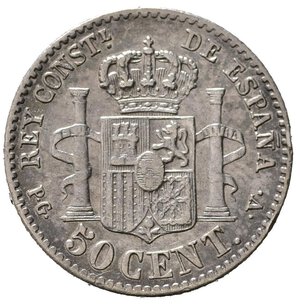 reverse: SPAGNA. Alfonso XIII. 50 Centimos 1894 (94) PG-V. Km 703. qSPL