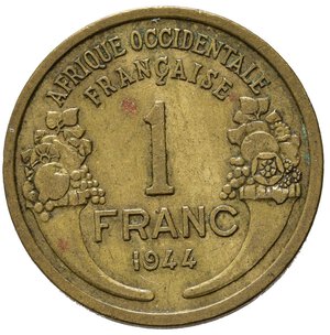 reverse: AFRICA OCCIDENTALE FRANCESE. 1 Franc 1944. KM2. BB
