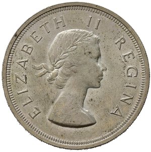 obverse: SUD AFRICA. 5 shillings 1957. KM52. Ag.  qFDC