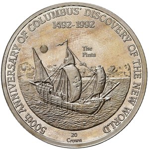 reverse: TURKS & CAICOS ISLANDS. 20 Crowns 1991. Ag. Proof