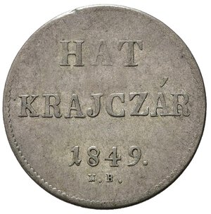reverse: UNGHERIA. Franz Joseph I. 6 Krajczar 1849 NB. Ag. KM435. BB