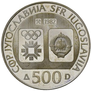 obverse: YUGOSLAVIA. 500 Dinara 1982. Ag. KM92. Proof