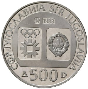 obverse: YUGOSLAVIA. 500 Dinara 1983. Ag. KM102. Proof