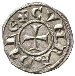 obverse: GENOVA. REPUBBLICA (1139-1339). Denaro Ag (0,82 g). D/ Castello. R/ Croce. MIR 16. SPL