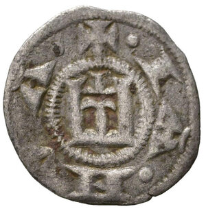 reverse: GENOVA. REPUBBLICA (1139-1339). Denaro Ag (0,86 g). D/ Castello. R/ Croce. MIR 16. qBB