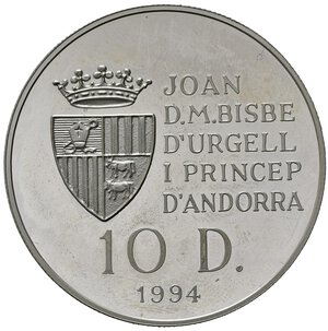 obverse: ANDORRA. 10 Diners 1994. Ag. KM95. Proof