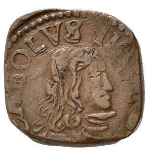 obverse: MILANO. Carlo II (1676-1700). Quattrino Cu (2,55 g). MIR 392/1. BB+