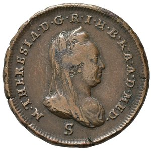 obverse: MILANO. Maria Teresa d Asburgo (1740-1780). 1 soldo 1777 S. Cu (7,30 g - 24,5 mm). MIR 440/1. qBB