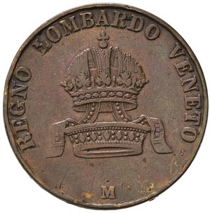 obverse: MILANO. Lombardo Veneto. Francesco Giuseppe I d Asburgo (1848-1866). 10 centesimi 1849 M. Cu. MIR 531. raro. MB