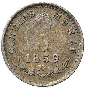 reverse: MILANO. Lombardo Veneto. Francesco Giuseppe I d Asburgo (1848-1866). 5 soldi austriaci 1859 (scheide munze). MIR 547. NC. MB