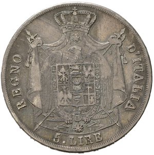reverse: MILANO. Napoleone I re d Italia (1805-1814). 5 lire 1809 M. Ag. Gig. 100. qBB