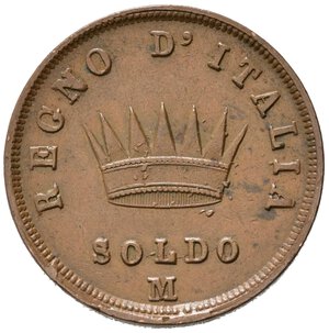 reverse: MILANO. Napoleone I re d Italia (1805-1814). Soldo 1813 M. Cu. Gig.215. BB+