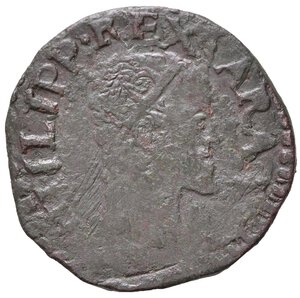 obverse: NAPOLI. Filippo II di Spagna (1554-1598). 2 Cavalli. Testa coronata a d. - Corona. Cu (2,68 g). qBB