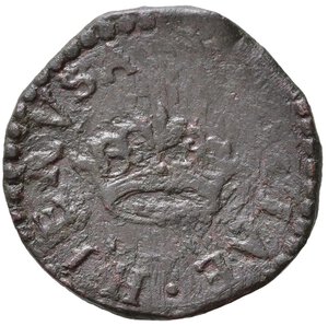 reverse: NAPOLI. Filippo II di Spagna (1554-1598). 2 Cavalli. Testa coronata a d. - Corona. Cu (2,68 g). qBB