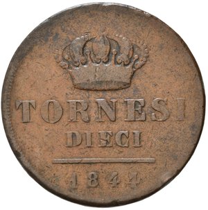 reverse: NAPOLI. Ferdinando II di Borbone (1830-1859). 10 Tornesi 1844. Gig. 199; Magliocca 685. RRR. MB