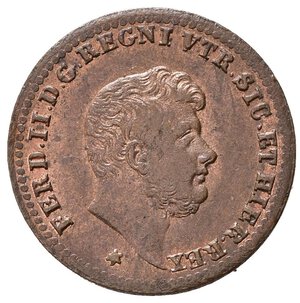 obverse: NAPOLI. Ferdinando II di Borbone (1830-1859). Mezzo Tornese 1853. Cu. Magliocca 802. qFDC