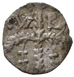 obverse: PALERMO. Guglielmo II (1166-1189). Terzo di apuliense Ag (0,55 g). Palmizio con datteri - R/iscrizione cufica. MIR 440; Sp.112/113. RR. BB