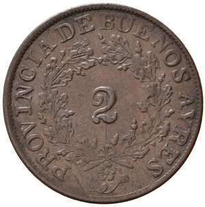 obverse: ARGENTINA. Buenos Aires. 2 Reales 1853. Cu. KM9. BB+