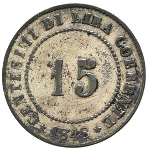 VENEZIA. Governo Provvisorio (1848-1849). 15 centesimi 1848 Mi (1,74 g). Gig.8. BB