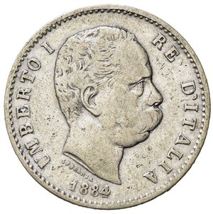 obverse: Regno d Italia. Umberto I. 1 lira 1884. Ag. MB+