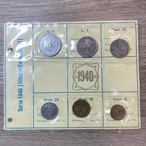 obverse: Regno d Italia. Vittorio Emanuele III. Serie di monete 1940. Queste seriette erano preparate da ditte private negli anni  70. Le monete sono autentiche, conservazioni medie BB.