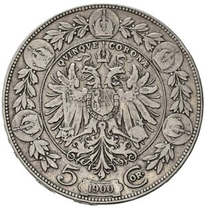 reverse: AUSTRIA. Francesco Giuseppe I. 5 Corone 1900. Ag. BB