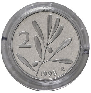 reverse: Repubblica Italiana. 2 lire 1998. Proof