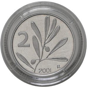reverse: Repubblica Italiana. 2 lire 2001. Proof